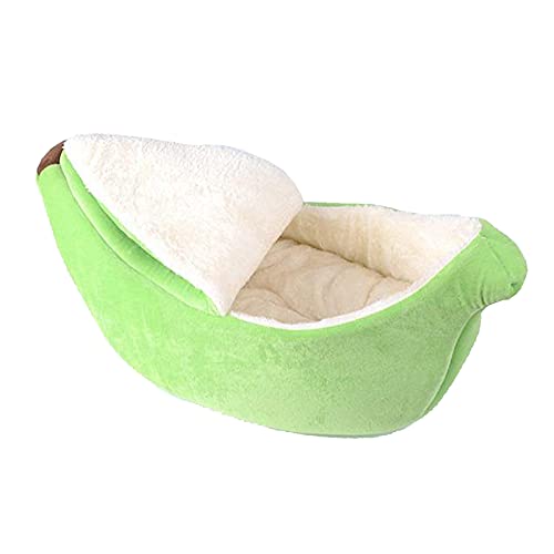 NLDGR Bananen-Katzenbett, Hundebett, Bananenform, Zwinger, Warmes und Weiches Haustier-Katzenzubehör, Kätzchen-Welpenbett, für Katzen, Kätzchen, Kaninchen, Kleine Hunde (Green M) von NLDGR