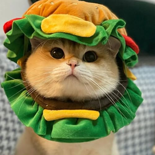 NLDGR Haustier-Hamburger-Hut, Hund, Katze, Hamburger-Hut, Kostüm, Kostüm, Hunde, Katzen, Hüte, Lustiger Hamburger-Hut, Haustier-Cosplay-Kostüm, Zubehör, Haustier-Festival, Mottoparty (L) von NLDGR