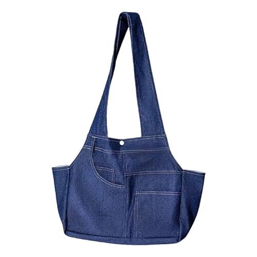 NLINIOZWN Brusttasche, Haustiertasche, Katzen- und Hundetasche, Tragetasche für kleine und mittelgroße Hunde (Jeansstoff, Blau, klein) von NLINIOZWN