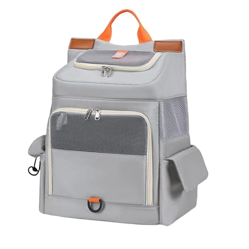 NLINIOZWN Katzentasche, tragbar, transparent, Weltraumkapsel, doppelte Schulter, Katzenrucksack, Katzen-Schultasche, große Kapazität, Hundetasche, Haustierbedarf (Hellgrau (42 x 41 x 21 cm) von NLINIOZWN