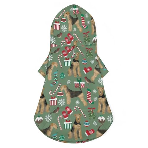 Airedale Terrier Weihnachts-Hunde-Haustier-Kapuzenpullover, geeignet für kleine Hunde und Katzen, Haustier-Wintermantel Airedale Terrier Weihnachts-Hunde-Haustier-Kapuzenpullover, geeignet für kleine Hunde und Katzen, Haustier-Wintermantel von NLWQEKV
