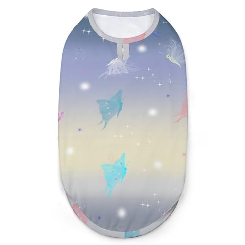 Bunter Schmetterling, Sternenlicht-Haustierkleidung, Welpen-Haustierweste, modische Haustier-Hundejacke für kleine und mittelgroße Hunde, 2XL Bunter Schmetterling, Sternenlicht-Haustierkleidung, Welpen-Haustierweste, modische Haustier-Hundejacke für kleine und mittelgroße Hunde, 2XL von NLWQEKV