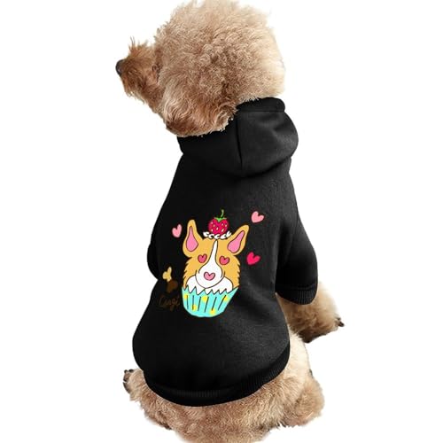 Corgi Cupcake Warmer Hunde-Kapuzenpullover, süßes Hundekostüm-Sweatshirt, gemütliche Haustierkleidung, M von NLWQEKV