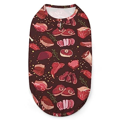 Fresh Cutting Beef Parts Hunde-Shirts, Haustier-Sweatshirt, Geburtstagsgeschenk, Kleidung, T-Shirt, ärmellos, Sommer-Tanktop für Welpen und Katzen von NLWQEKV