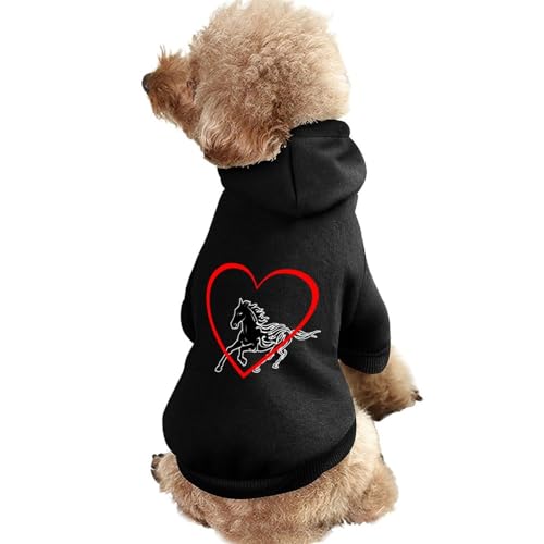 Galoppierendes Pferd mit Herz Warmer Hunde-Kapuzenpullover Niedliches Hundekostüm-Sweatshirt Gemütliche Haustierkleidung L von NLWQEKV