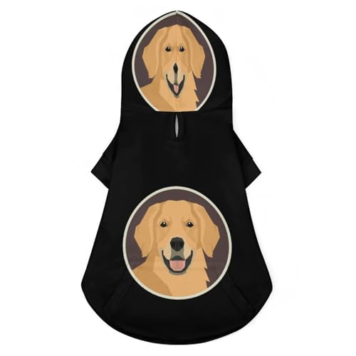 Golden Dog Retriever Haustier-Kapuzenpullover, Bedruckt, Haustierkleidung, Warmer Pullover, Pullover, Haustierjacke für Hund und Katze, XL von NLWQEKV