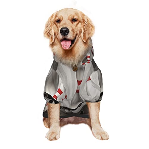 Großer Hunde-Kapuzenpullover, Bowlingball, Retor, grau, Haustierkleidung, Pullover mit Mütze, weicher Katzen-Outfit-Mantel, mittelgroß von NLWQEKV