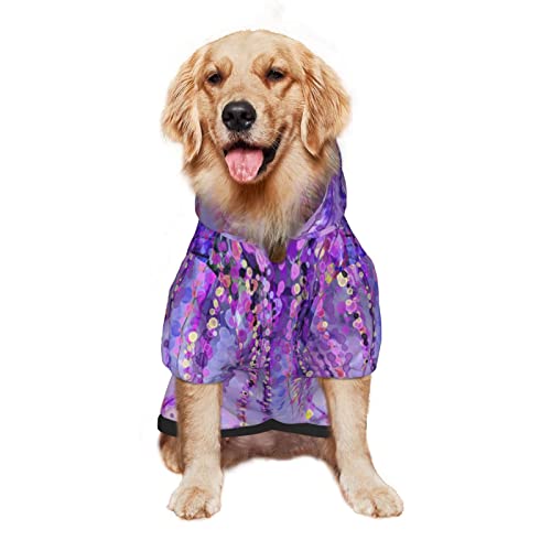 Großer Hunde-Kapuzenpullover, Frühling, lila, Violette Blumen, Glyzinien, Haustierkleidung, Pullover mit Mütze, weicher Katzen-Outfit, Mantel, klein von NLWQEKV