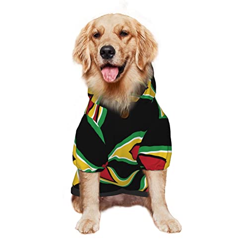 Großer Hunde-Kapuzenpullover, Guyana-Flagge, Jamaika, kariert, Haustierkleidung, Pullover mit Mütze, weicher Katzen-Outfit-Mantel, klein von NLWQEKV