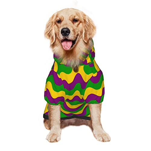 Großer Hunde-Kapuzenpullover, Mardi Gras Wave, Haustierkleidung, Pullover mit Mütze, weicher Katzen-Outfit, Mantel, klein von NLWQEKV