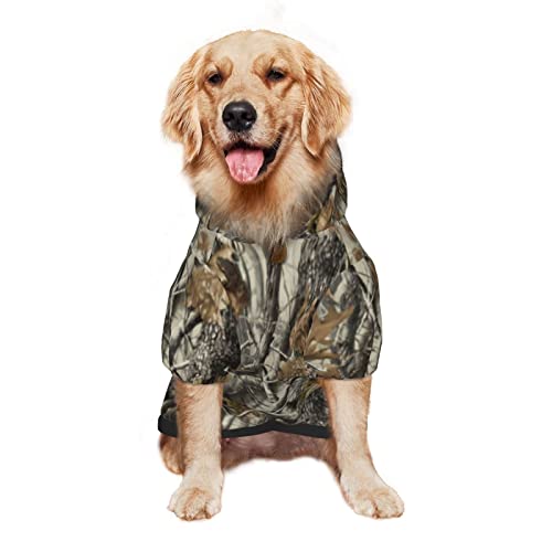 Großer Hunde-Kapuzenpullover, Mossy Tree, Camo-Blatt, Haustierkleidung, Pullover mit Mütze, weicher Katzen-Outfit-Mantel, groß von NLWQEKV