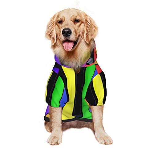 Großer Hunde-Kapuzenpullover, Musikfreude, Regenbogenfarben, Haustierkleidung, Pullover mit Mütze, weicher Katzen-Outfit-Mantel, groß von NLWQEKV