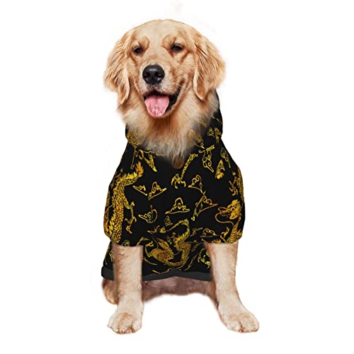 Großer Hunde-Kapuzenpullover, Royal Nobility Gold Dragon, Haustierkleidung, Pullover mit Mütze, weicher Katzen-Outfit-Mantel, Größe XL Großer Hunde-Kapuzenpullover, Royal Nobility Gold Dragon, Haustierkleidung, Pullover mit Mütze, weicher Katzen-Outfit-Mantel, Größe XL von NLWQEKV