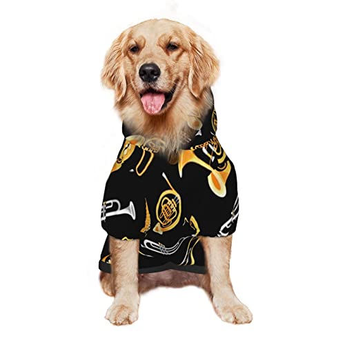 Großer Hunde-Kapuzenpullover, Saxophon-Posaune-Liebhaber, Musik, Haustier-Kleidung, Pullover mit Hut, weicher Katzen-Outfit-Mantel, Größe X-Large Großer Hunde-Kapuzenpullover, Saxophon-Posaune-Liebhaber, Musik, Haustier-Kleidung, Pullover mit Hut, weicher Katzen-Outfit-Mantel, Größe X-Large von NLWQEKV