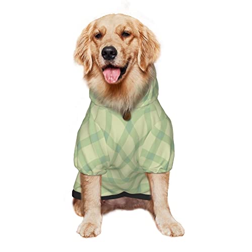 Großer Hunde-Kapuzenpullover, St. Patrick Day, grün, kariert, Haustierkleidung, Pullover mit Mütze, weicher Katzen-Outfit-Mantel, Größe XL von NLWQEKV