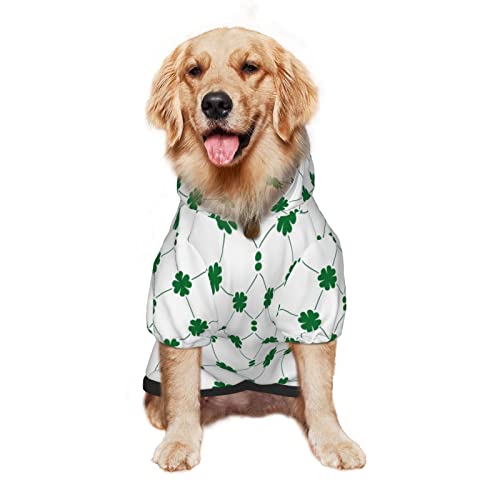 Großer Hunde-Kapuzenpullover, St. Patrick Day, grünes Gras, Haustierkleidung, Pullover mit Mütze, weicher Katzen-Outfit-Mantel, Größe M von NLWQEKV
