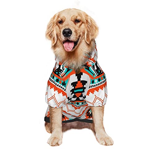Großer Hunde-Kapuzenpullover, buntes Aztekenmuster, Haustierkleidung, Pullover mit Mütze, weicher Katzen-Outfit-Mantel, groß von NLWQEKV