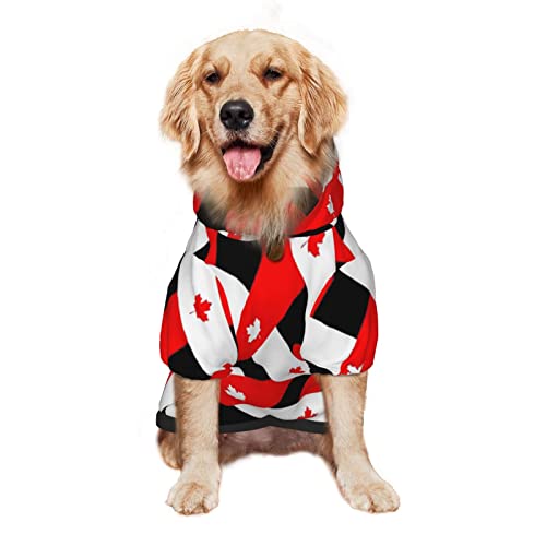 Großer Hunde-Kapuzenpullover, kanadisches Ahornblatt, kariert, Haustierkleidung, Pullover mit Mütze, weicher Katzen-Outfit-Mantel, groß von NLWQEKV