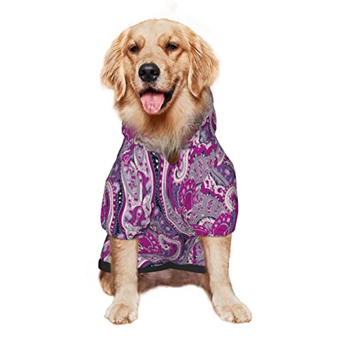 Großer Hunde-Kapuzenpullover, lila, Bohemian-Stil, Paisleymuster, Palid-Haustierkleidung, Pullover mit Mütze, weicher Katzen-Outfit-Mantel, Größe XL Großer Hunde-Kapuzenpullover, lila, Bohemian-Stil, Paisleymuster, Palid-Haustierkleidung, Pullover mit Mütze, weicher Katzen-Outfit-Mantel, Größe XL von NLWQEKV
