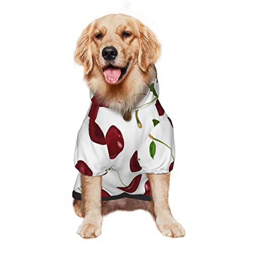Großer Hunde-Kapuzenpullover, rote Brombeeren, Himbeeren, Haustierkleidung, Pullover mit Mütze, weicher Katzen-Outfit-Mantel, mittelgroß von NLWQEKV