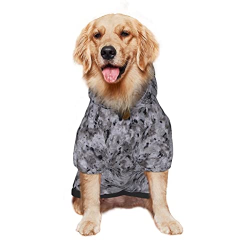 Großer Hunde-Kapuzenpullover, schwarzer Granit-Marmor-Camouflage, Haustierkleidung, Pullover mit Mütze, weicher Katzen-Outfit-Mantel, Größe XL von NLWQEKV