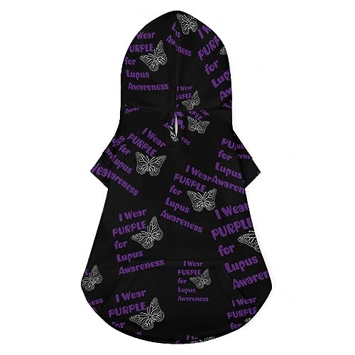 Ich trage Lila für Lupus Awareness Hunde-Kapuzenpullover, luxuriöse Hundekleidung, Winter-Hundejacke, Haustierkleidung, Kapuzenpullover, französische Bulldogge, Teddy, Mops, Welpenkleidung, L von NLWQEKV