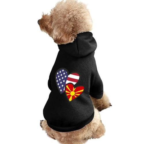 Ineinandergreifende Herzen, amerikanische Mazedonien-Flagge, Warmer Hunde-Kapuzenpullover, süßes Hundekostüm-Sweatshirt, gemütliche Haustierkleidung, XL von NLWQEKV