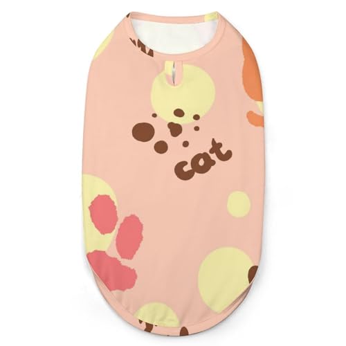 Kachelmuster, Katzen-Fußabdrücke, rosa, gelb, Haustierkleidung, Welpenweste, modische Haustier-Hundejacke für kleine mittelgroße Hunde, 2XL Kachelmuster, Katzen-Fußabdrücke, rosa, gelb, Haustierkleidung, Welpenweste, modische Haustier-Hundejacke für kleine mittelgroße Hunde, 2XL von NLWQEKV