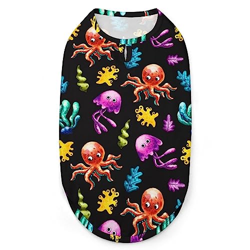 Meerestiere, Oktopus, Fischmuster, Hunde-Shirts, Haustier-Sweatshirt, Geburtstagsgeschenk, Kleidung, T-Shirt, ärmelloses Sommer-Tanktop für Welpen und Katzen Meerestiere, Oktopus, Fischmuster, Hunde-Shirts, Haustier-Sweatshirt, Geburtstagsgeschenk, Kleidung, T-Shirt, ärmelloses Sommer-Tanktop für Welpen und Katzen von NLWQEKV