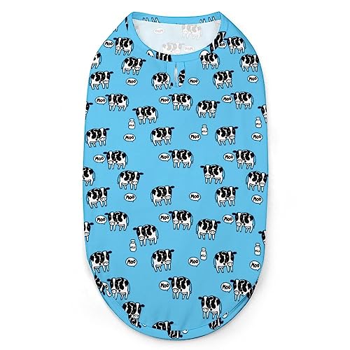 Moo Cow and Milk Dog Shirts, Haustier-Sweatshirt, Geburtstagsgeschenk, Kleidung, T-Shirt, ärmelloses Sommer-Tanktop für Welpen und Katzen von NLWQEKV