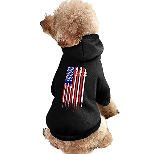Patriotisches Gitarren-Flaggen-Amerika-Liebhaber-Hunde-Sweatshirt, warmes Haustier-Kapuzenpullover für Katzen und Hunde von NLWQEKV