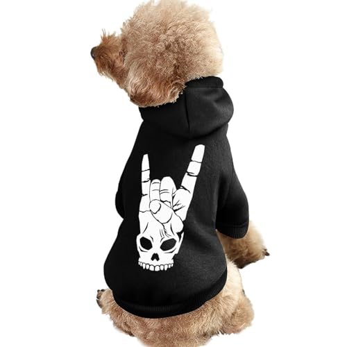 Rock Skull Warmer Hunde-Kapuzenpullover, süßes Hundekostüm, Sweatshirt, gemütliche Haustierkleidung, M von NLWQEKV