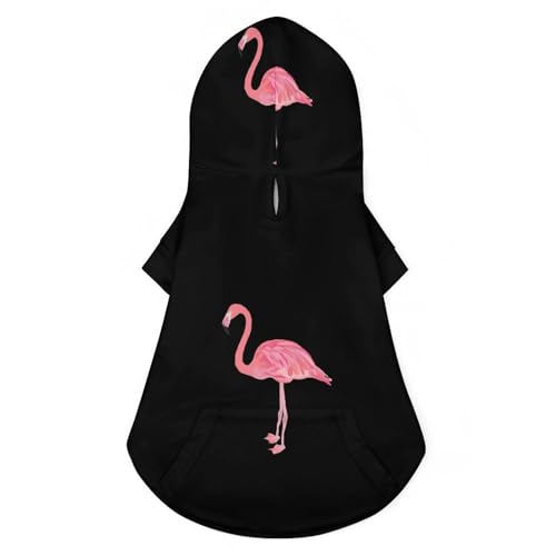 Rosa Flamingo Vogel Haustier Hoodies Drucken Haustier Kleidung Warmer Pullover Pullover Haustier Jacke für Hund Katze S von NLWQEKV