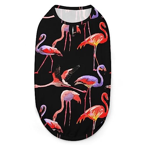 Sky Bird Flamingo Muster Hunde-Shirts, Haustier-Sweatshirt, Geburtstagsgeschenk, Kleidung, T-Shirt, ärmellos, Sommer-Tanktop für Welpen und Katzen von NLWQEKV