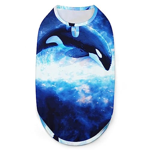 Space Whale Hunde-Shirts, Haustier-Sweatshirt, Geburtstagsgeschenk, Kleidung, T-Shirt, ärmelloses Sommer-Tanktop für Welpen und Katzen von NLWQEKV
