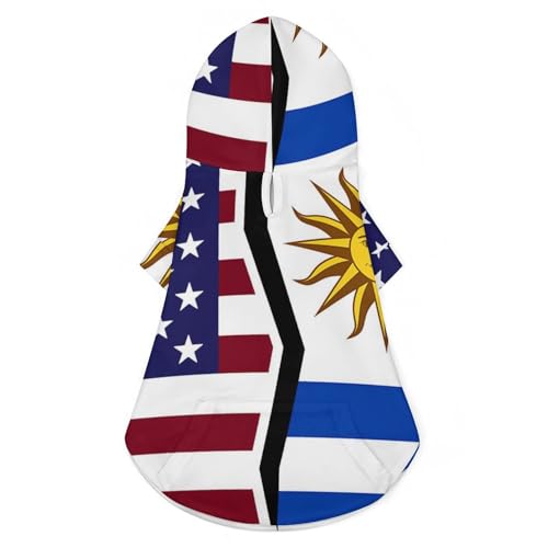 Süßes Katzenkostüm mit amerikanischer und Uruguay-Flagge, Hunde-Kapuzenpullover, Haustier-Outfit für kleine und mittelgroße Hunde, Katzen, M von NLWQEKV