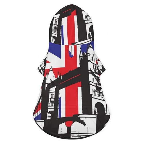 UK-Flagge, London Bridge, süßes Katzenkostüm, Hunde-Kapuzenpullover, Haustier-Outfit für kleine und mittelgroße Hunde, Katzen, M UK-Flagge, London Bridge, süßes Katzenkostüm, Hunde-Kapuzenpullover, Haustier-Outfit für kleine und mittelgroße Hunde, Katzen, M von NLWQEKV