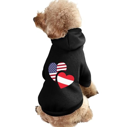 Warmer Hunde-Kapuzenpullover mit österreichischer US-Flagge, süßes Hundekostüm-Sweatshirt, gemütliche Haustierkleidung, S von NLWQEKV