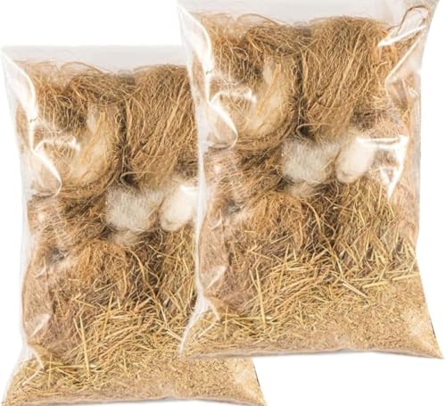 Natürliches Einstreu & Nistmaterial für Vögel & Kleintiere, 2er-Pack gemischtes Nistmaterial, aus Juteseide, Hanfseil, Baumwolle, Wolle und Bast gemischt im Verhältnis,Natürliches Nestmaterial Natürliches Einstreu & Nistmaterial für Vögel & Kleintiere, 2er-Pack gemischtes Nistmaterial, aus Juteseide, Hanfseil, Baumwolle, Wolle und Bast gemischt im Verhältnis,Natürliches Nestmaterial von NMJHEVX