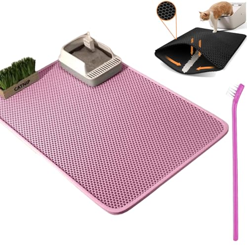 Adorapaws Cat Litter Trap Mat, Adorapaws Cat Mats for Litter, Mess Free Litter Mat for Cats Adorapaw, Waterproof, Easy Clean, Collect Fallen Cat Litter (Pink, 45cm*60cm) von NNBWLMAEE