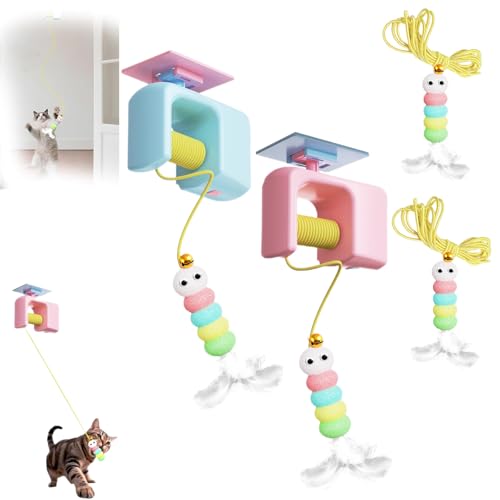 CeleryPets Autobounce USB-C Ceiling Cat Teaser, Meowvo Ceiling Cats Teaser, Interactive Electric Cat Toy with Self Adhesive Suction Cup Indoor Door Frame Hanging, No Drill Mounting (Blue,Pink) von NNBWLMAEE