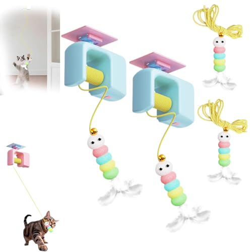 CeleryPets Autobounce USB-C Ceiling Cat Teaser, Meowvo Ceiling Cats Teaser, Interactive Electric Cat Toy with Self Adhesive Suction Cup Indoor Door Frame Hanging, No Drill Mounting (Blue-2pc) von NNBWLMAEE