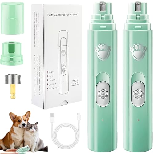 Concertchop Dog Nail Grinder, Concertchop Nail Trimmer, Pet Paws Grooming Smoothing Tool, 3 Grinding Modes & 2 Levels, Ultra-Quiet Operation, USB Rechargeable, for All Dogs & Cats (Green*2) von NNBWLMAEE