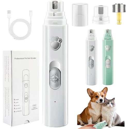 Concertchop Dog Nail Grinder, Concertchop Nail Trimmer, Pet Paws Grooming Smoothing Tool, 3 Grinding Modes & 2 Levels, Ultra-Quiet Operation, USB Rechargeable, for All Dogs & Cats (White) von NNBWLMAEE