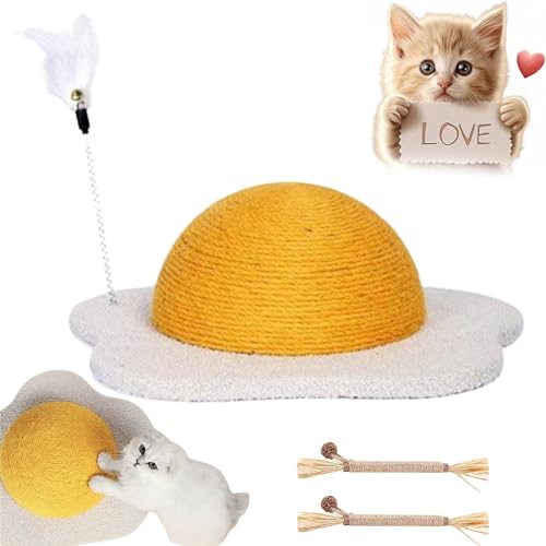 Egg Cat Scratcher, 20024 New Cat Scratch Board, Poached Egg Wear-Resistant Round Claw Ball Scratching Board, Cats Scratching Pads for Indoor (1Pcs-Large) von NNBWLMAEE