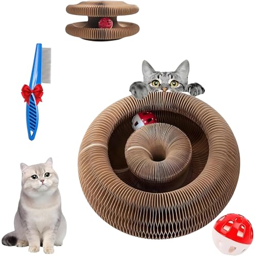Kitty Kurlz Cat Toy, Foldable Bouncy Cats Toys for Indoor Cats, Interactive Aesthetic Cat Scratcher, Recyclable Kitten Toy, Enrichment Play Track with Ball for Outdoor or Indoor Fun (1PC) von NNBWLMAEE