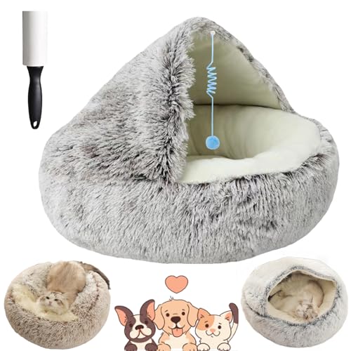 Lapcatz Nest Bed, Lapcatz Bed, Lapcatz Nest for Pet, Pursnug Cat Cave, Cat Nest Bed for Indoor Cats Cave and Calming Dog Beds, Removable Washable Non Slip Bottom (Coffee Short Plush, 23.6in/60cm) von NNBWLMAEE