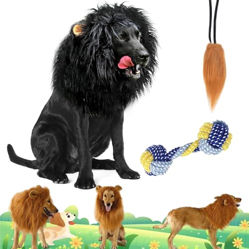 Lion Mane for Dog, Dog Lion Mane Costume, Lion Wig for Dogs, Black Lions Mane for Dogs, Lion Mane Wig for Dogs, Realistic Funny Pet Wig Clothes for Medium to Large Sized Dogs (2#, with Toil) von NNBWLMAEE