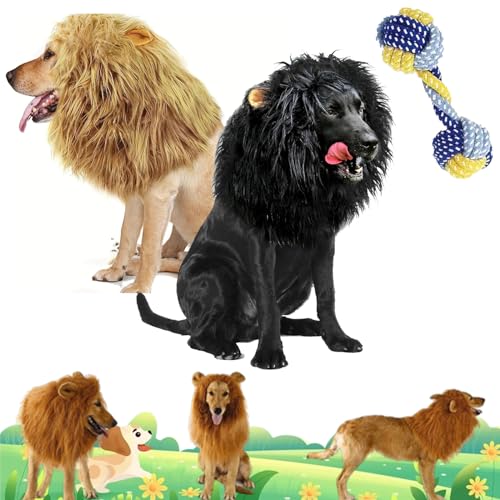Lion Mane for Dog, Dog Lion Mane Costume, Lion Wig for Dogs, Black Lions Mane for Dogs, Lion Mane Wig for Dogs, Realistic Funny Pet Wig Clothes for Medium to Large Sized Dogs (2pcs 3#, no Toil) von NNBWLMAEE
