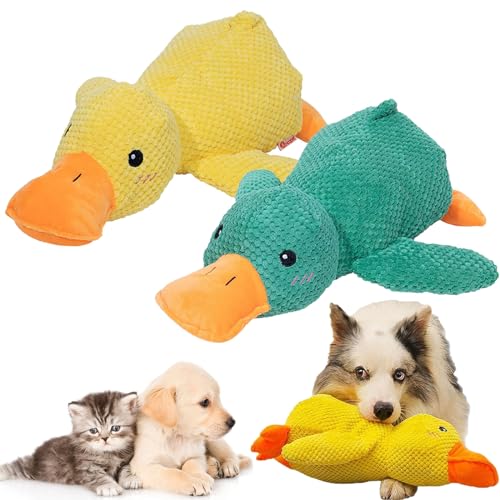 NNBWLMAEE 2024 New The Mellow Dog, Mellow Dog Calming Duck, Zentric Quack-Quack Duck Dog Toy, Cute No Stuffing Duck with Quacking Sound, Durable Squeaky Dog Toys for Indoor Dog (2pcs A) von NNBWLMAEE